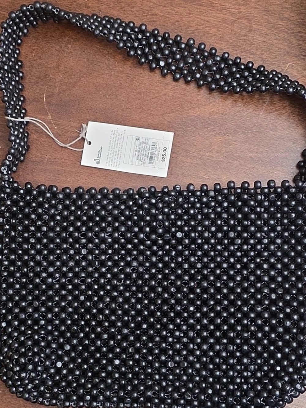 Black Beaded Shoulder Bag - Handcrafted new with tags